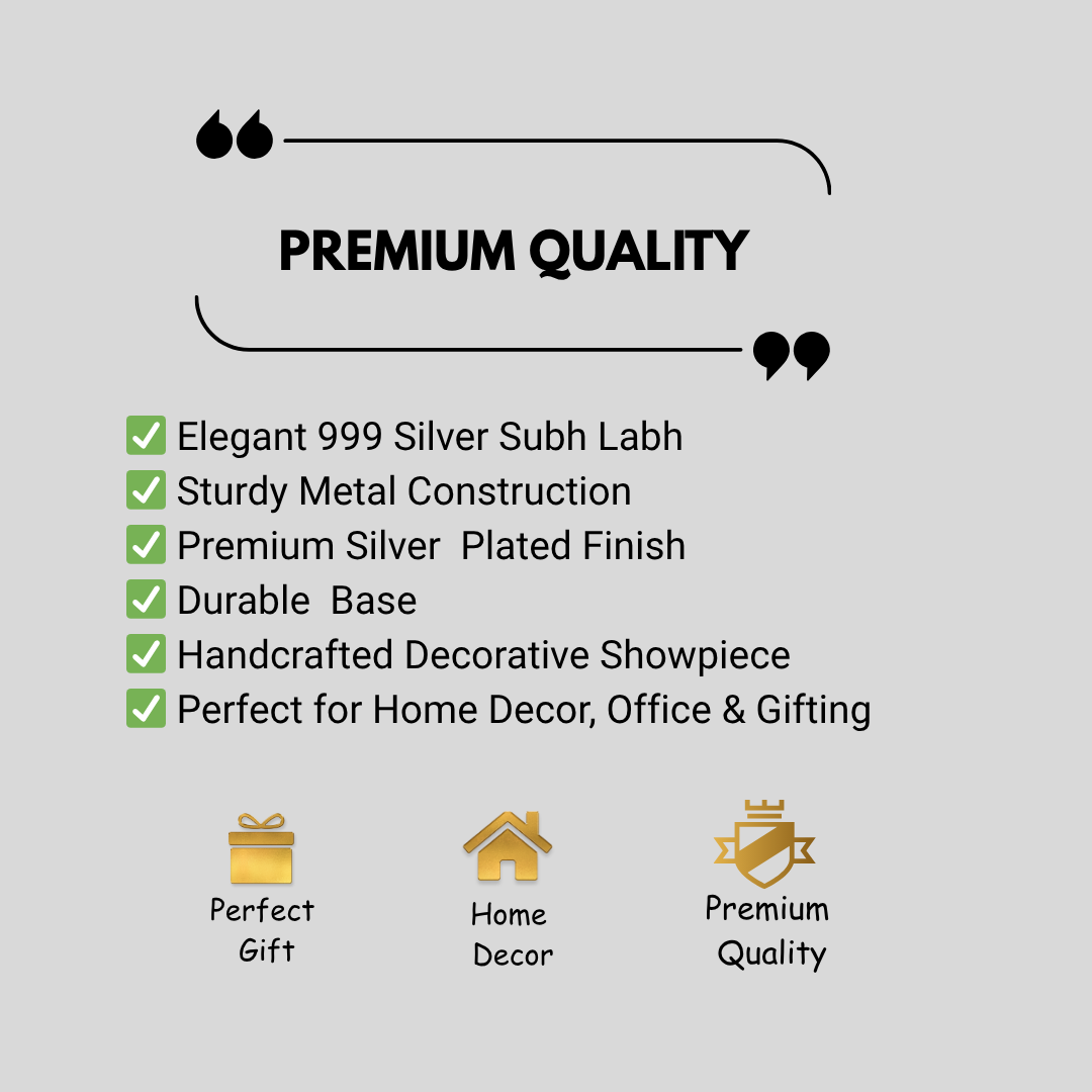 999 Silver Plated Shubh Labh Decorative Wall Hanging Plaque Set | Auspicious Entrance Decor for Home, Office & Temple | Traditional Vastu Gift Item