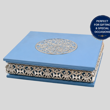 German Silver Wooden Dry Fruit & Jewelry Box 4 Compartments