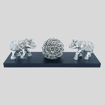 Resin Silver Elephant Holder Showpiece with Base for Home Decor, Gift, Diwali Decoration, Housewarming, Corporate Gifts