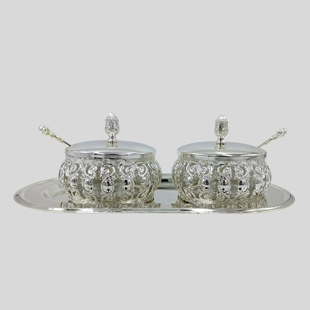Exquisite Silver-Plated Mukhwas Bowl Set – A Timeless Luxury for Every Occasion