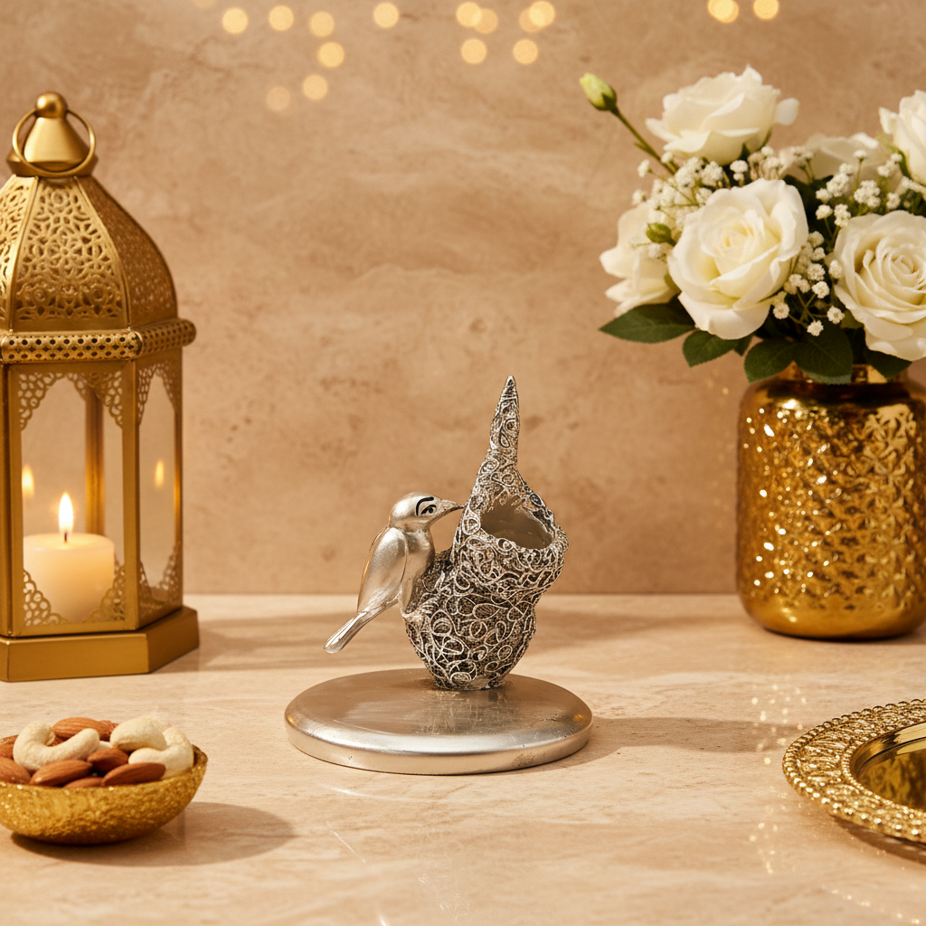 Pure Silver Dipping Nest Pen Stand