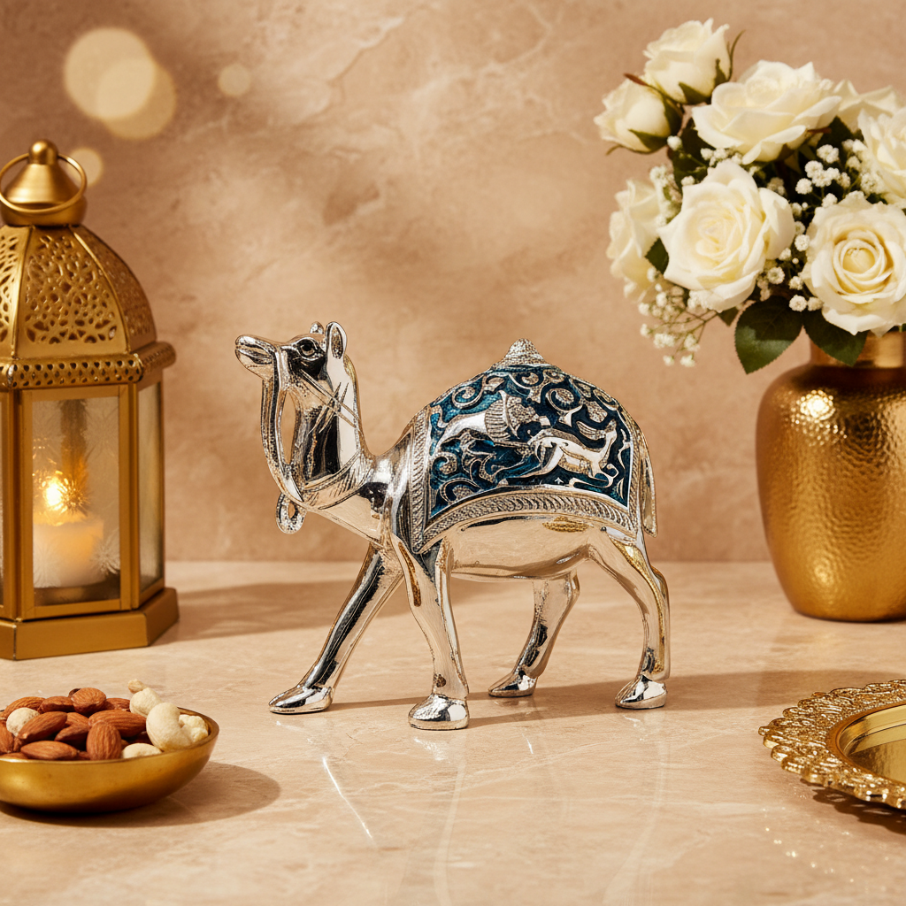 Silver-Plated Brass Rajasthani Camel Statue