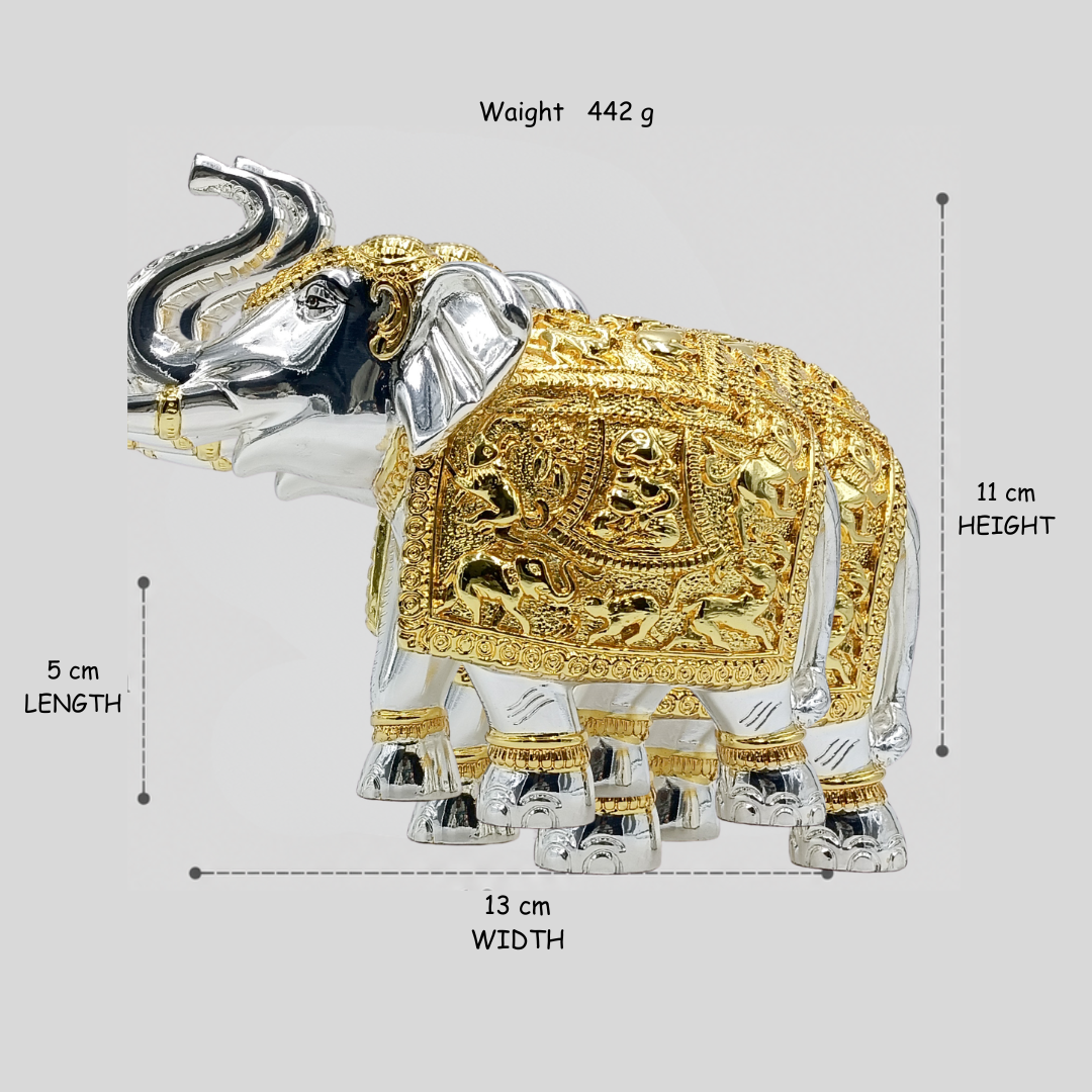 Metallic Gold & Silver Coated Decorative, Royal Animal Figurine, Showpiece for Home Decor, Office Table & Gifting