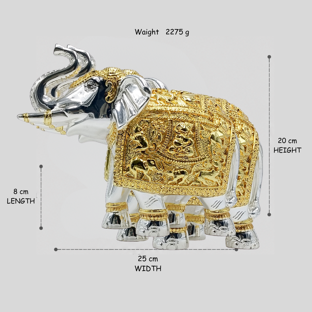 Metallic Gold & Silver Coated Decorative, Royal Animal Figurine, Showpiece for Home Decor, Office Table & Gifting