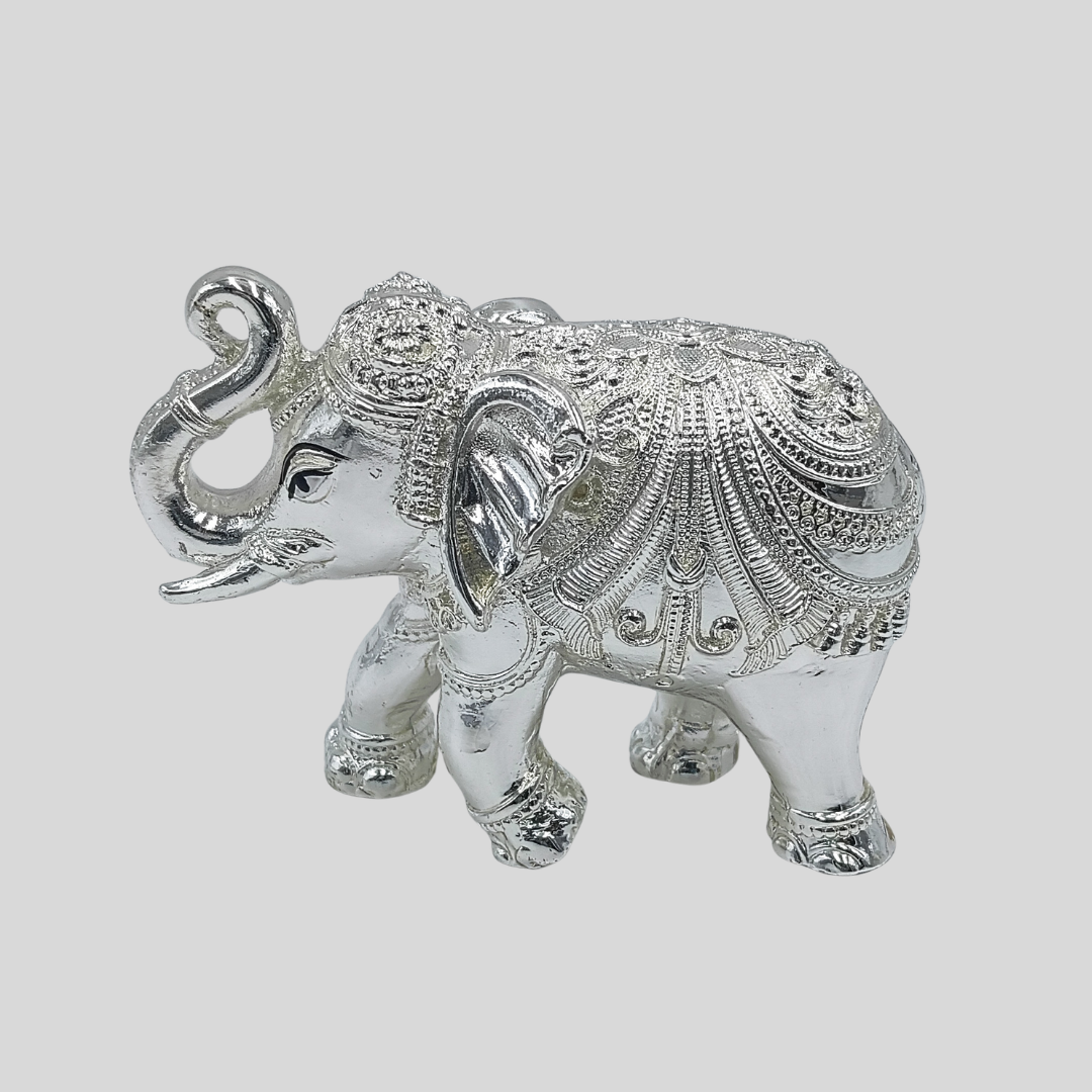Unique Silver Plated Elephant Figurine | Ideal for Home Decor, Table Decor and Gifting