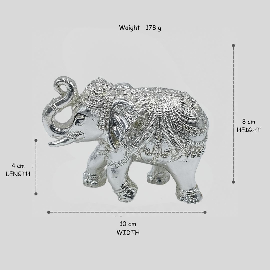 Unique Silver Plated Elephant Figurine | Ideal for Home Decor, Table Decor and Gifting