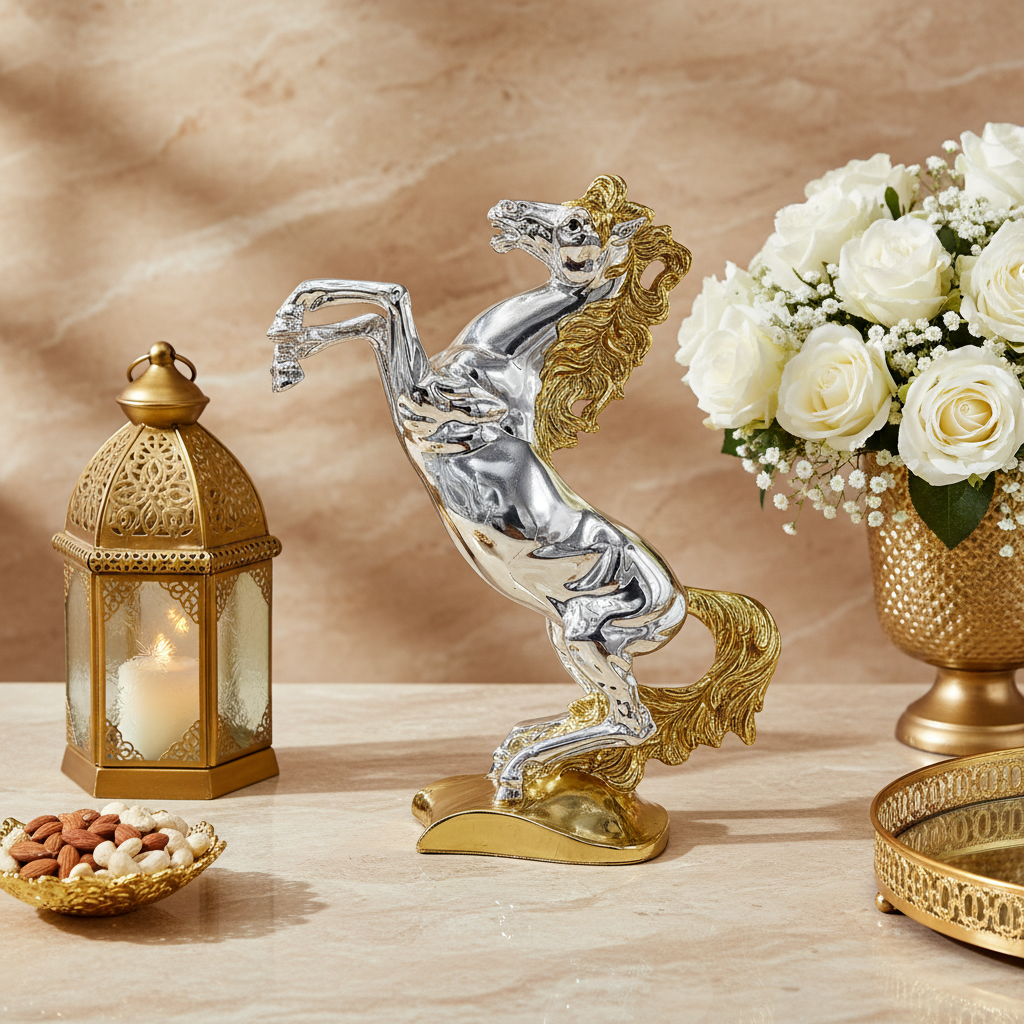 The Rearing - 999 Gold & Silver Glass horse sculpture