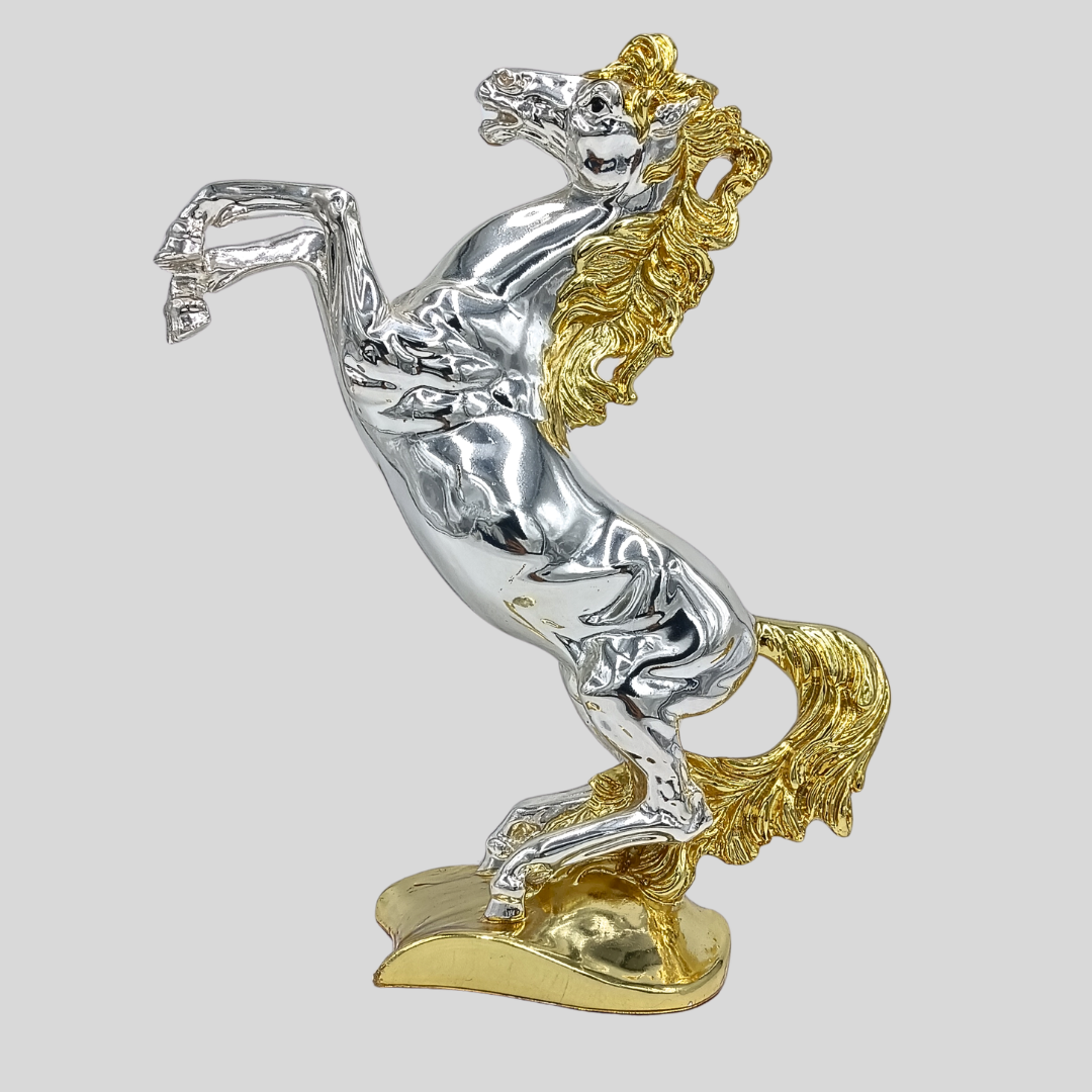 The Rearing - 999 Gold & Silver Glass horse sculpture