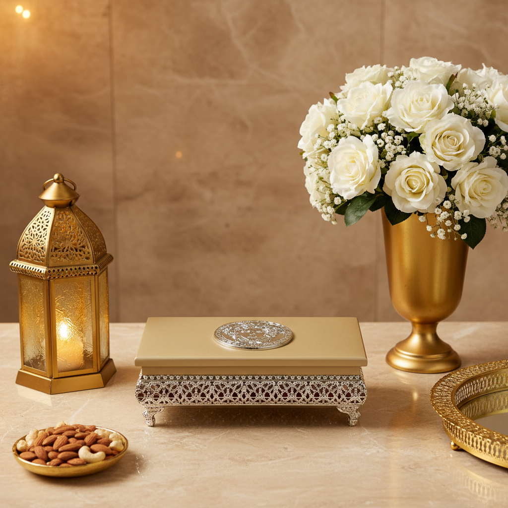 Luxury Style Decorative Wood & Silver Jewelry Box with Silver Medusa-Inspired Design