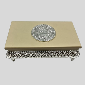 Luxury Style Decorative Wood & Silver Jewelry Box with Silver Medusa-Inspired Design