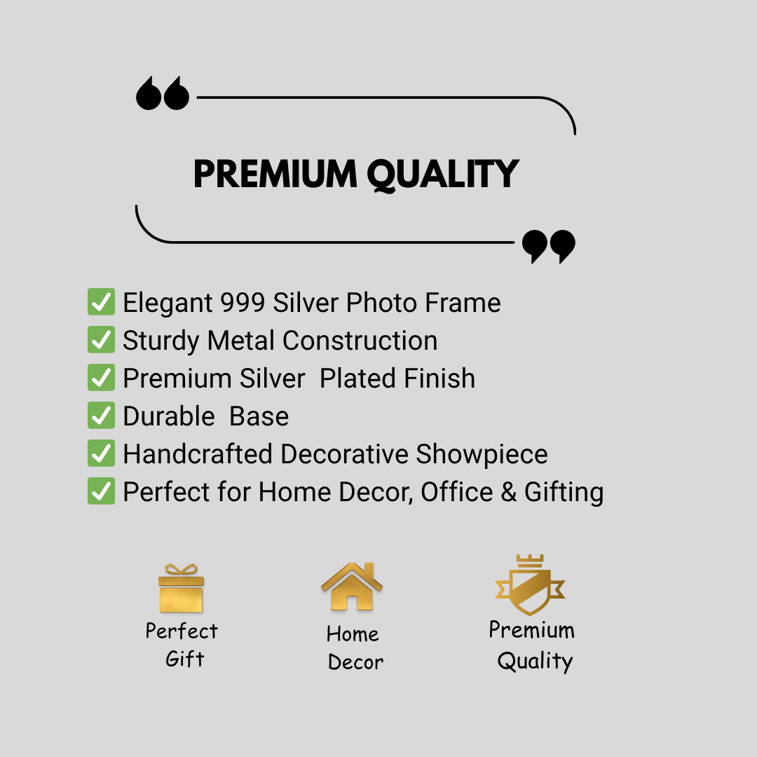 999 Silver Plated Designer Photo Frame | Decorative Floral Picture Frame for Tabletop & Home Décor | Gift Frame for Family Photos