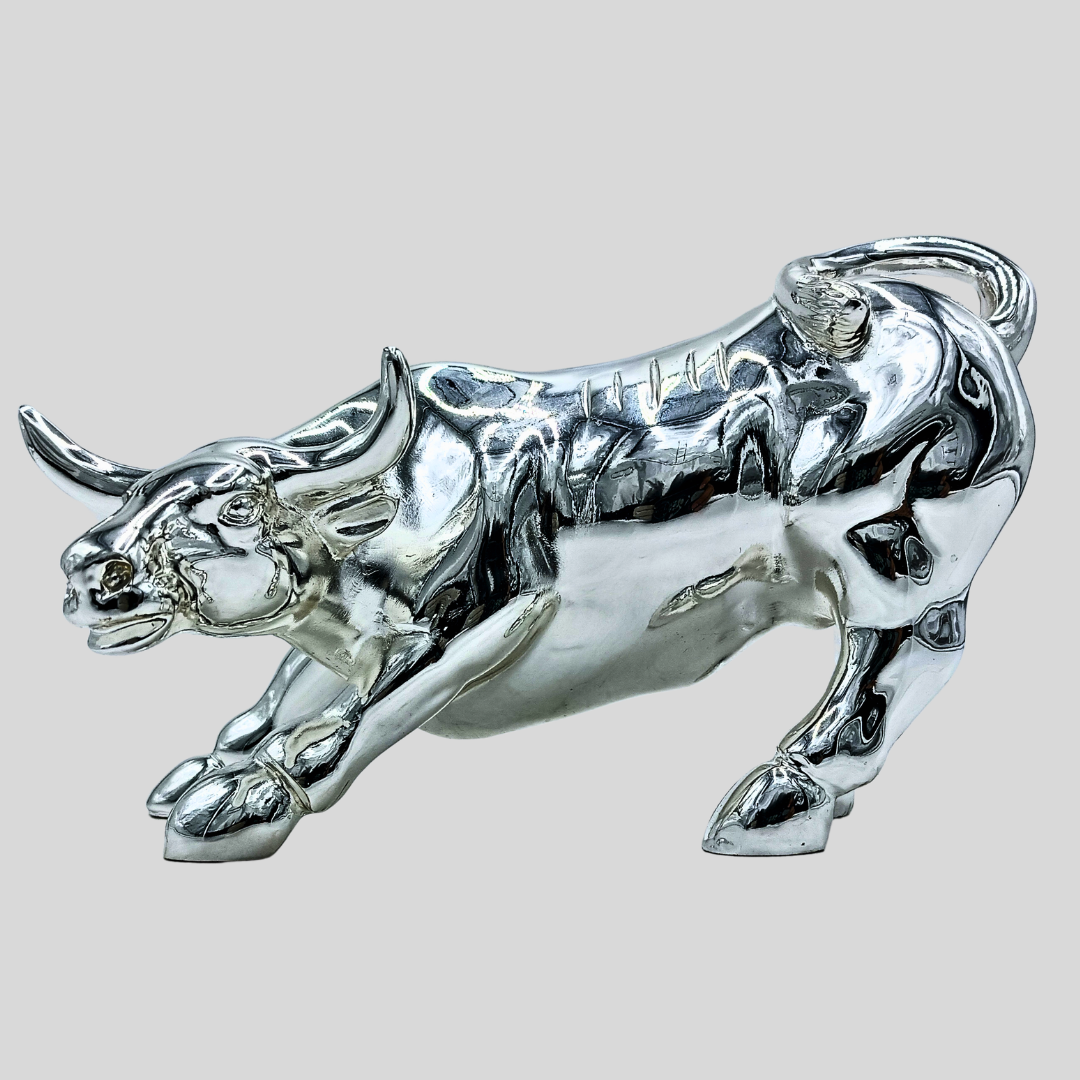 Silver Bull Statue – Luxury Office Desk Decor | G Silver Collection