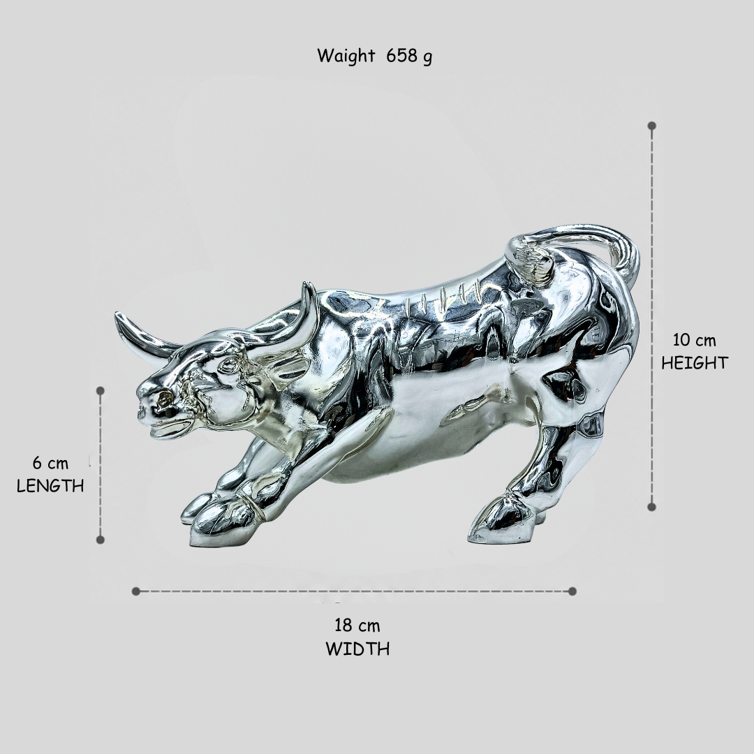 Silver Bull Statue – Luxury Office Desk Decor | G Silver Collection