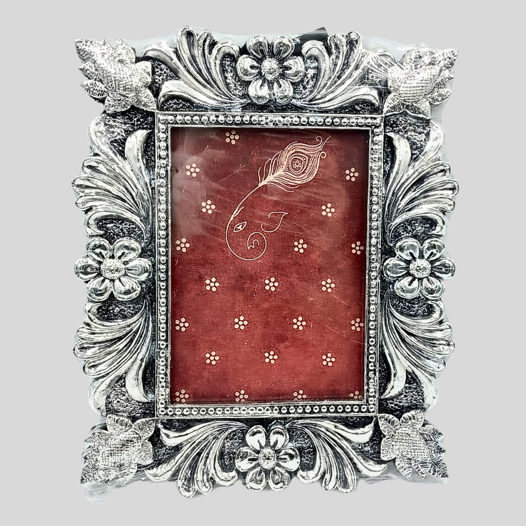 999 Silver Plated Designer Photo Frame | Decorative Floral Picture Frame for Tabletop & Home Décor | Gift Frame for Family Photos