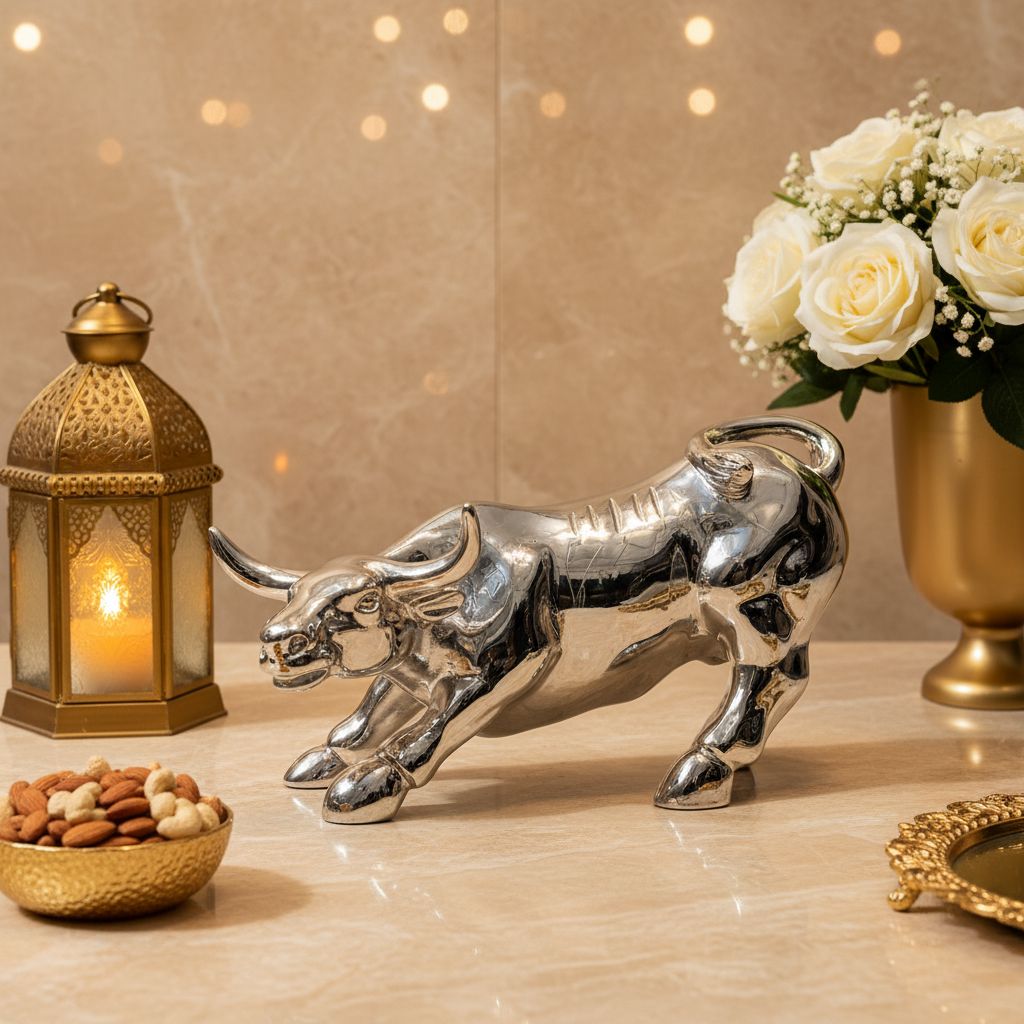 Silver Bull Statue – Luxury Office Desk Decor | G Silver Collection