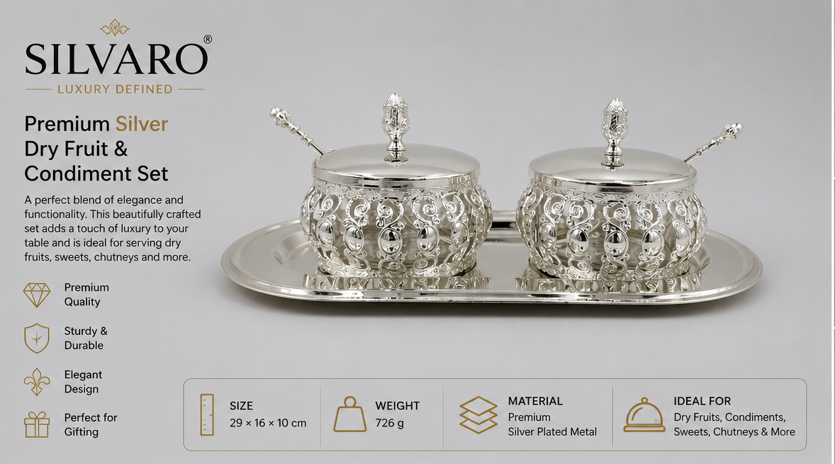Exquisite Silver-Plated Mukhwas Bowl Set – A Timeless Luxury for Every Occasion