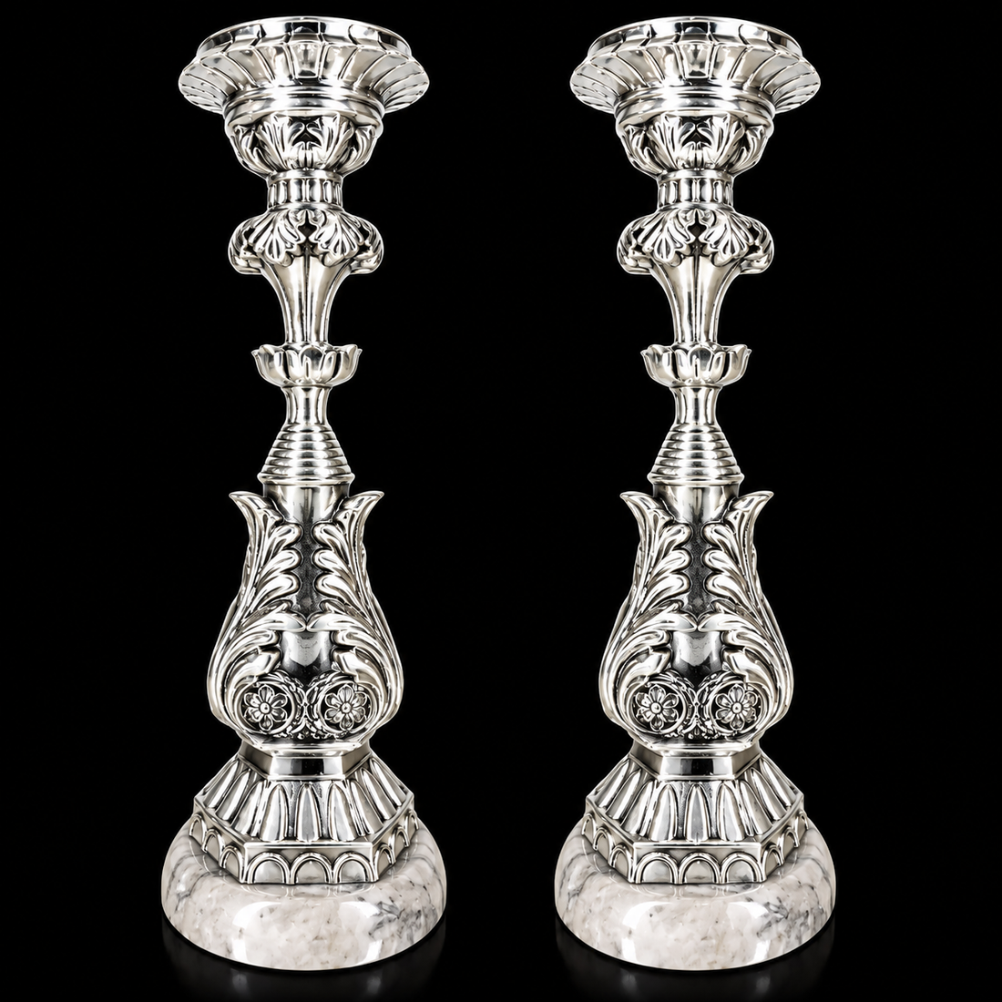 999 Fine Silver Plated Ornate Candle Stand Set of 2 | Decorative Candle Holders | Elegant Home Décor