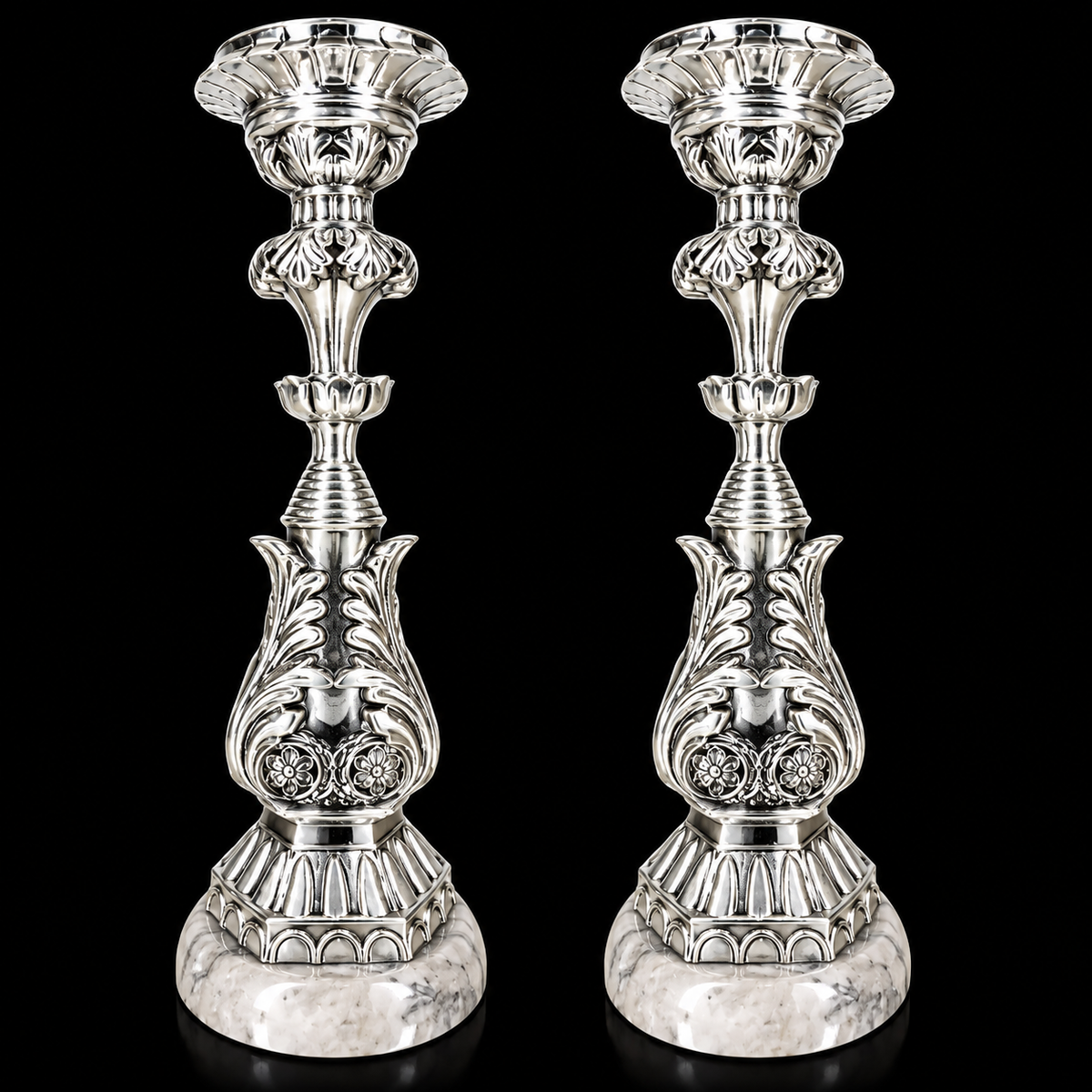 999 Fine Silver Plated Ornate Candle Stand Set of 2 | Decorative Candle Holders | Elegant Home Décor