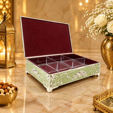 6 Partition Peacock Dry Fruit Box | Luxury Peacock Design Dry Fruit Box | Premium Gift Box