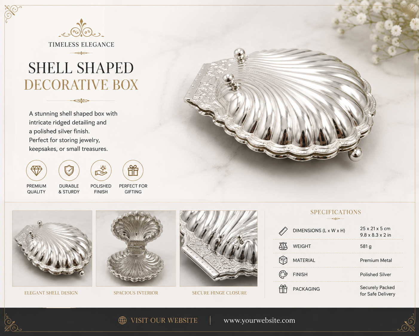 Sea Shell Platter Silver