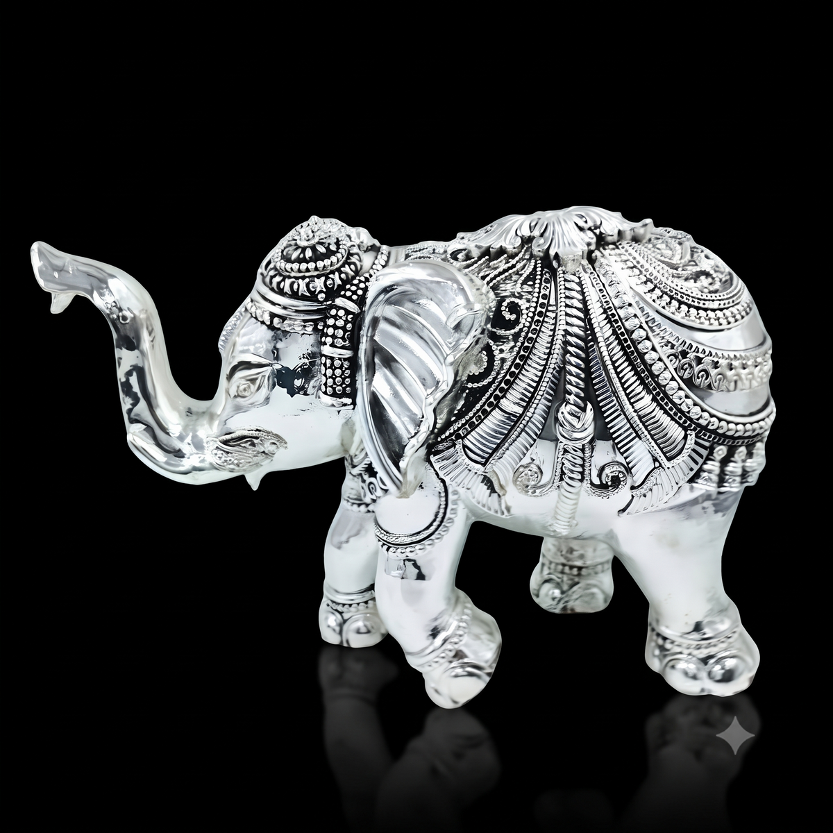 999 Silver Plated Majestic Gajraj  Figurine | Big Size Luxury Elephant Showpiece for Home Decor, Vastu, & Gifting (13" x 10" x 13", 2680g)