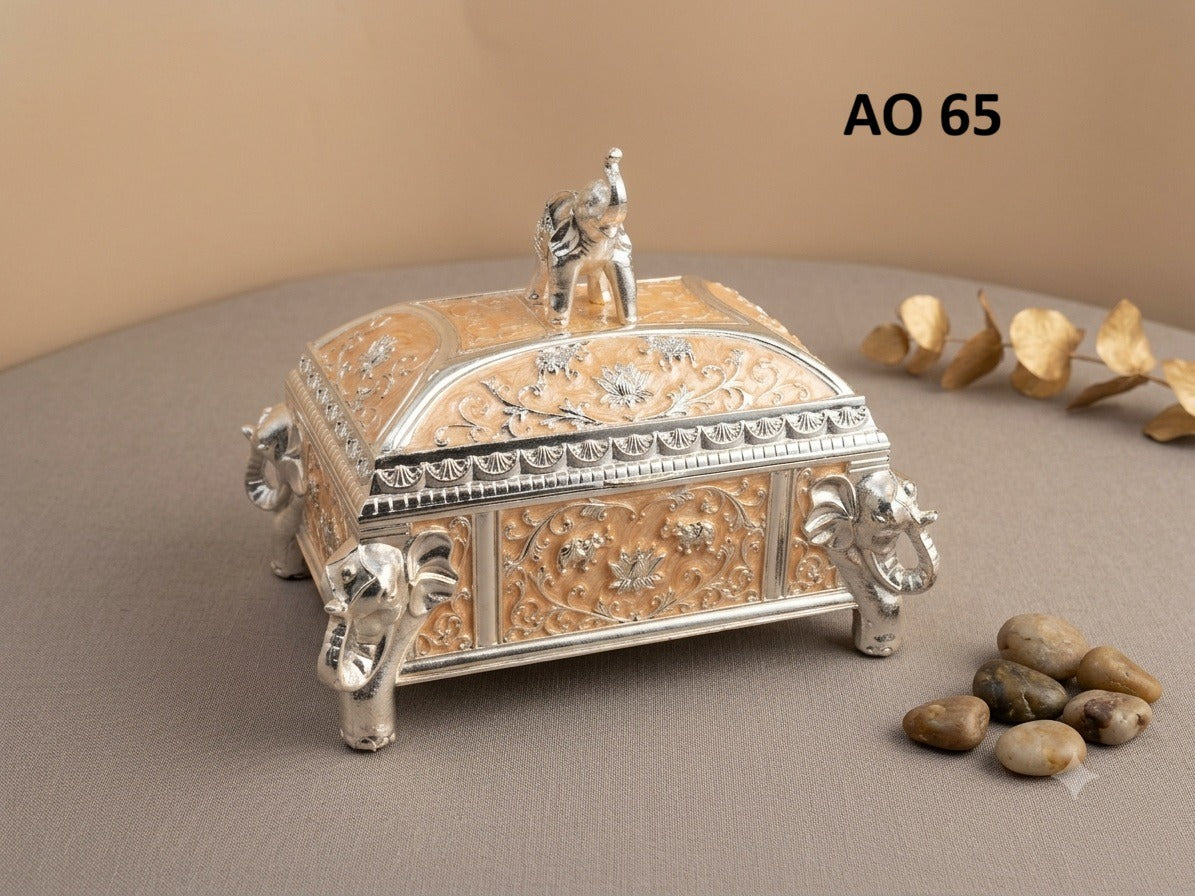 Silver Plated Elephant Jewellery Box 9×7×8 Inch | Luxury Decorative Jewelry Storage Box | Royal Elephant Gift Box | Indian Wedding Gift