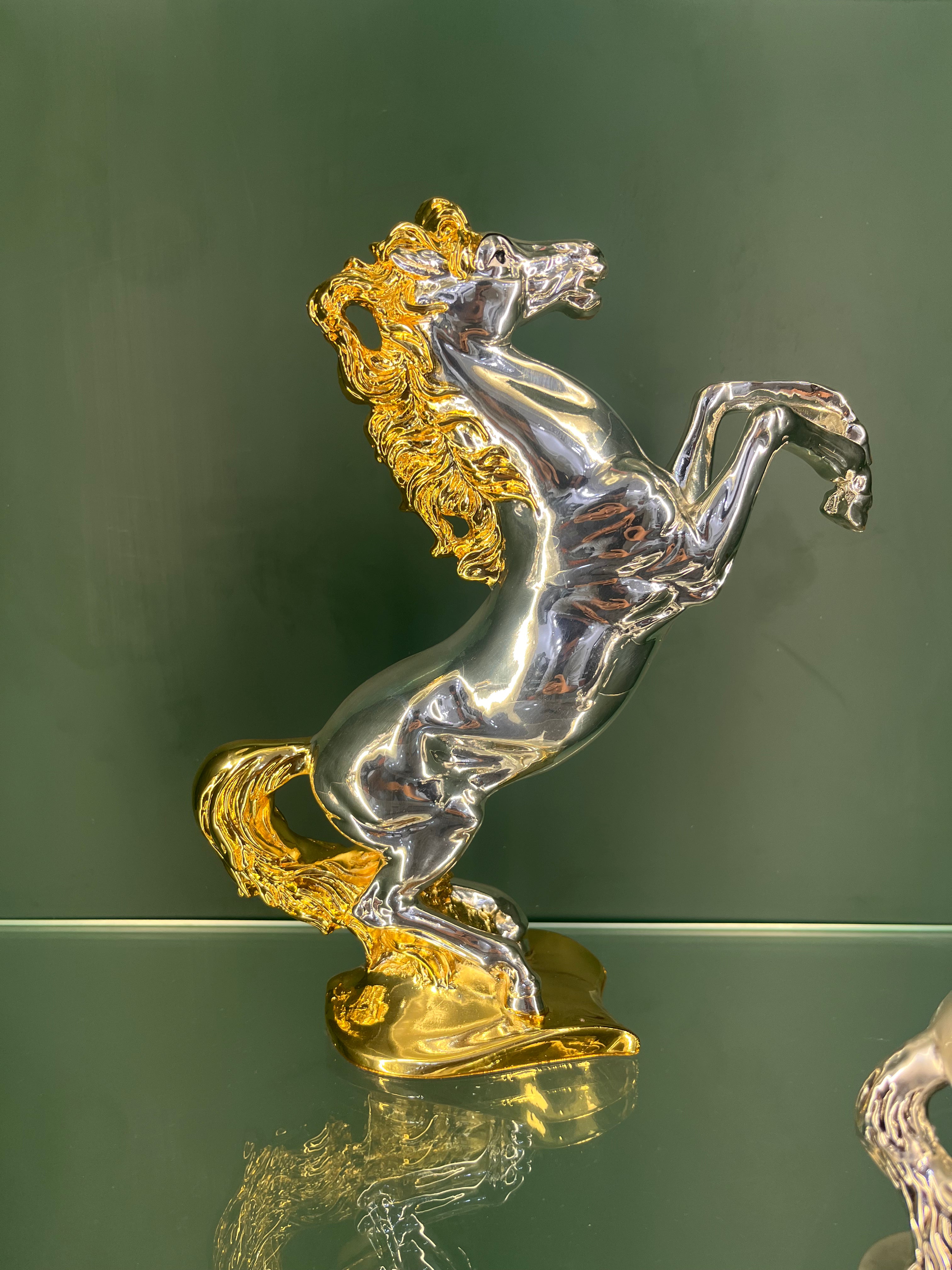 The Rearing - 999 Gold & Silver Glass horse sculpture