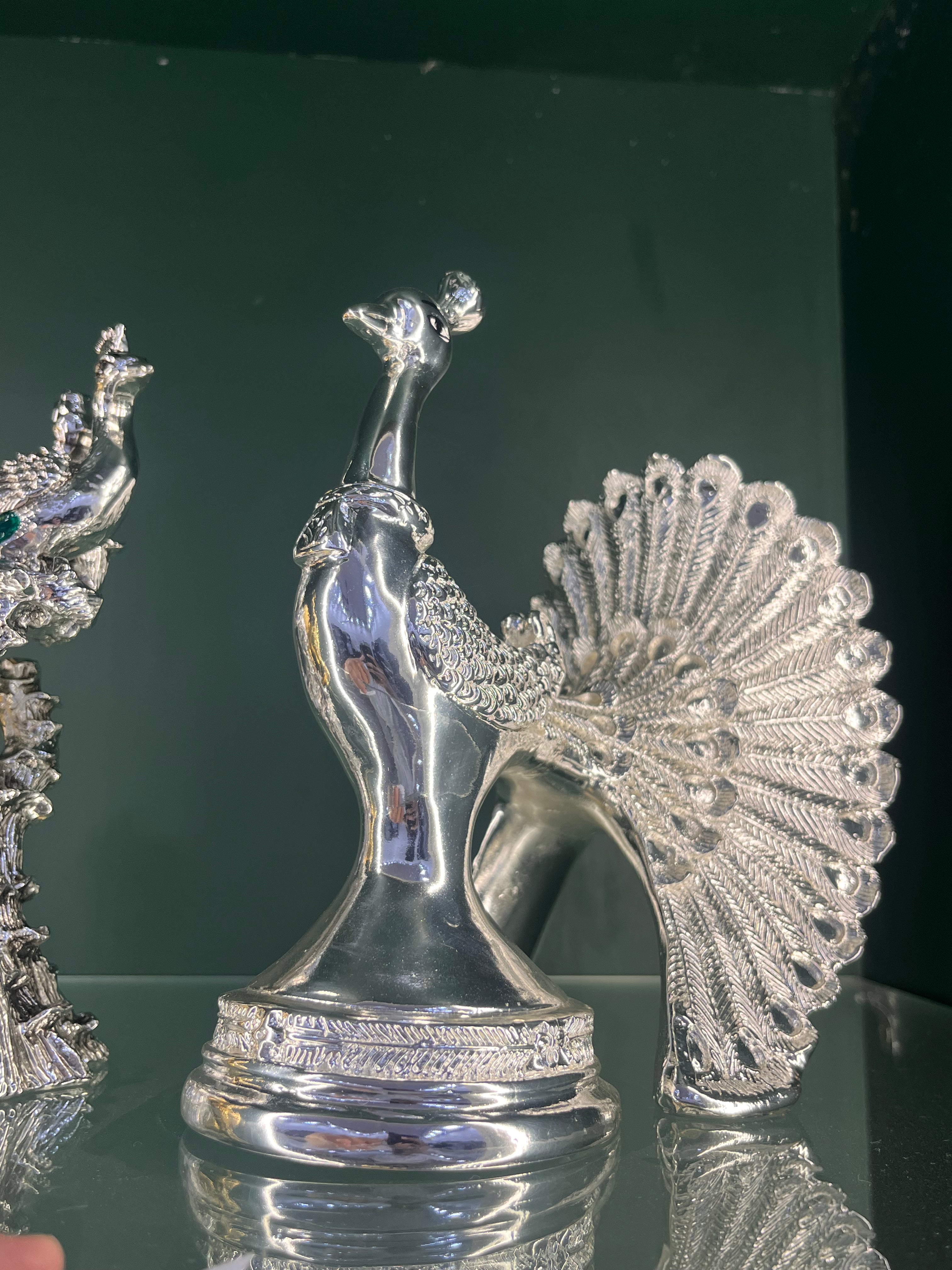 999 Pure Silver Peacock Statue for Home & Office Decor