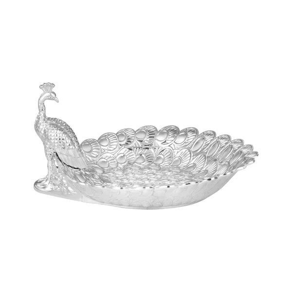 Peacock Serving platter | 1 Section Dry Fruit Tray | Decorative Candy Dish | Luxury Peacock Centerpiece | Wedding Gift | Home Decor Platter