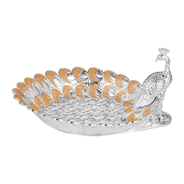 Peacock Serving platter | 1 Section Dry Fruit Tray | Decorative Candy Dish | Luxury Peacock Centerpiece | Wedding Gift | Home Decor Platter