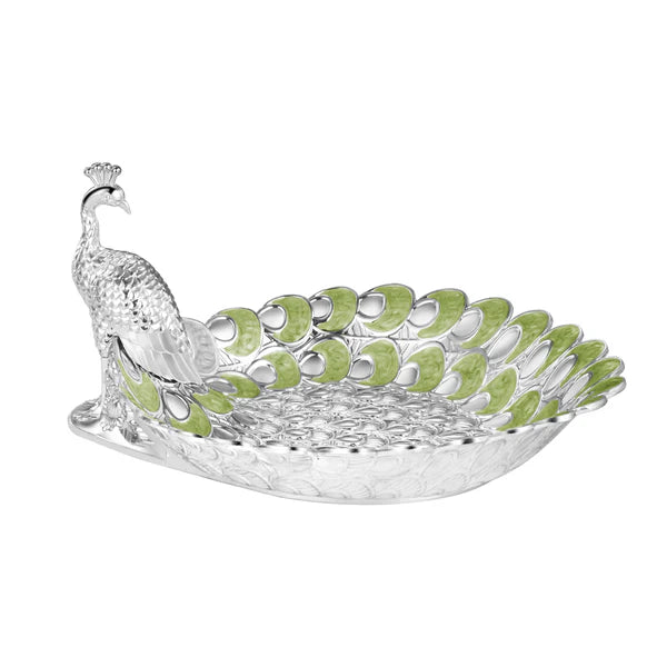 Peacock Serving platter | 1 Section Dry Fruit Tray | Decorative Candy Dish | Luxury Peacock Centerpiece | Wedding Gift | Home Decor Platter