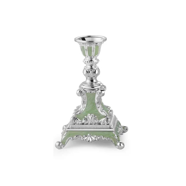 Silver-Plated Enamel Baroque Candle Stand / Home Decor Diwali Decor