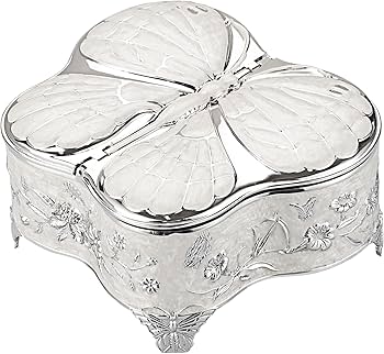 Butterfly Jewelry Box Scroll Pattern Floral Butterfly Jewelry Box Four Feet Keepsake Case Decorative, Green|Home