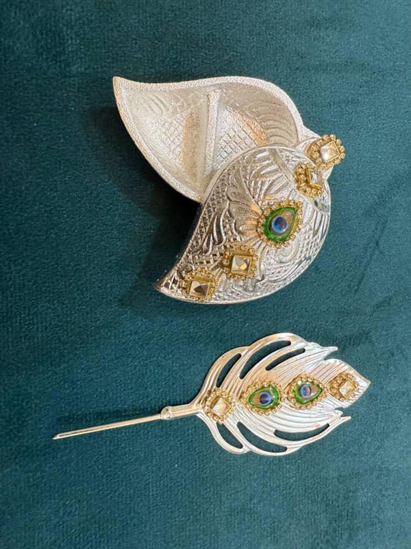 Decorative Silver Platted Tilak Chopda & Tilak Stick Combo (Gift Box Packed)