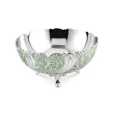 Decorative Silver Fruit Bowl with Floral Design | Metal Serving Basket | Flower Candy Holder | Dry Fruit Tray | Luxury Table Centerpiece Gifts