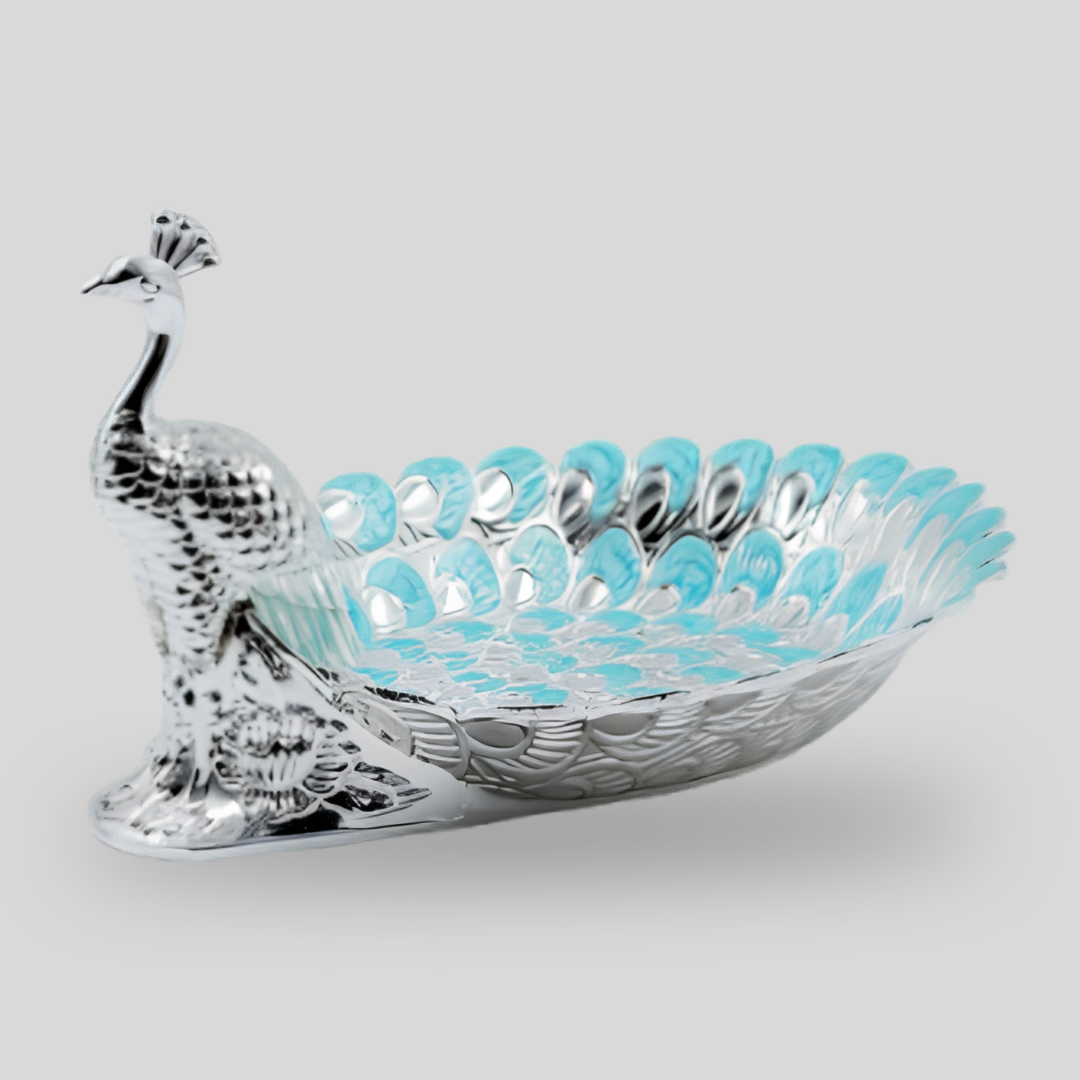 Peacock Serving platter | 1 Section Dry Fruit Tray | Decorative Candy Dish | Luxury Peacock Centerpiece | Wedding Gift | Home Decor Platter