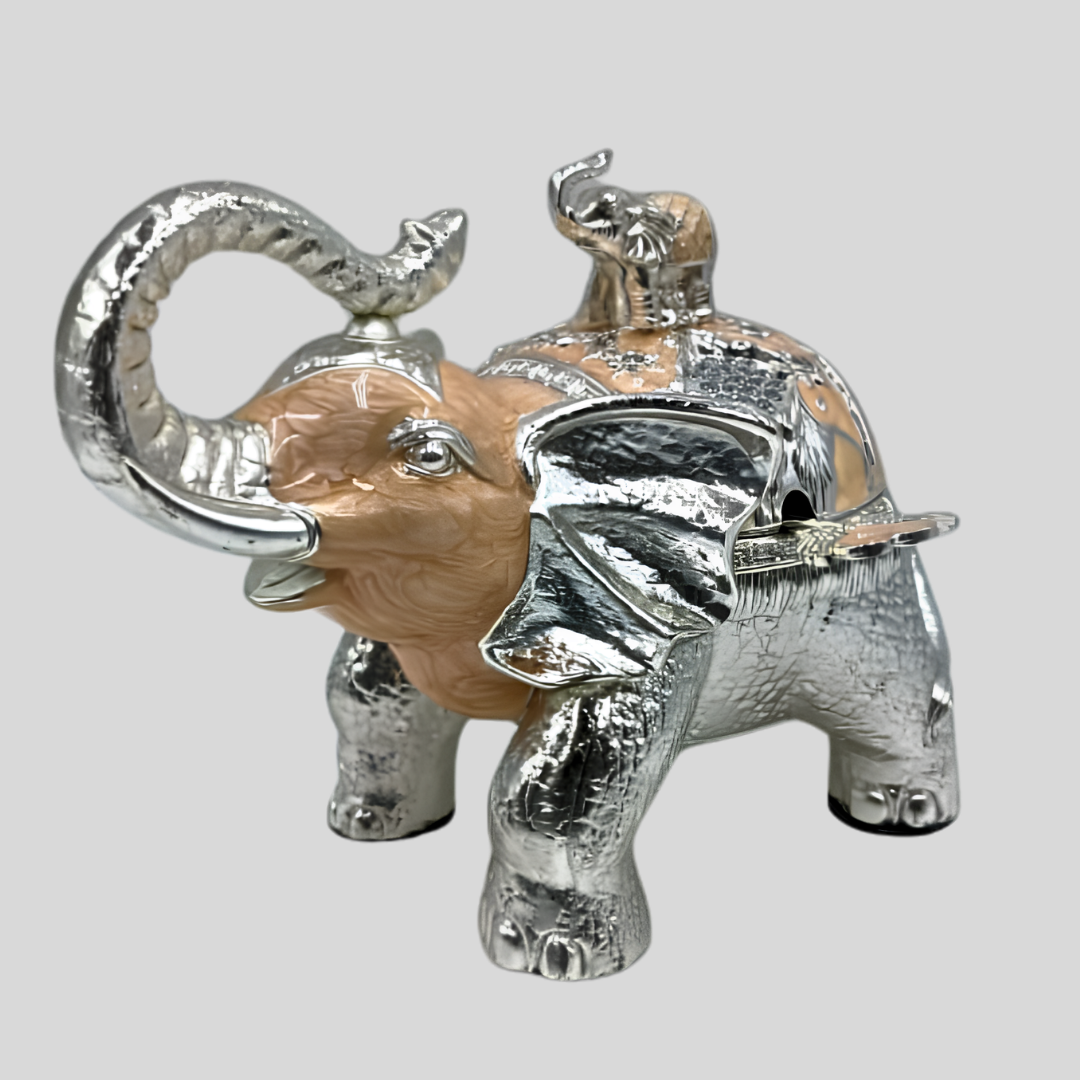 Elephant Shape Mouth Freshener Pot with Spoon | Silver Polish Candy Pot for Dining Table, Kitchen and Gift Use