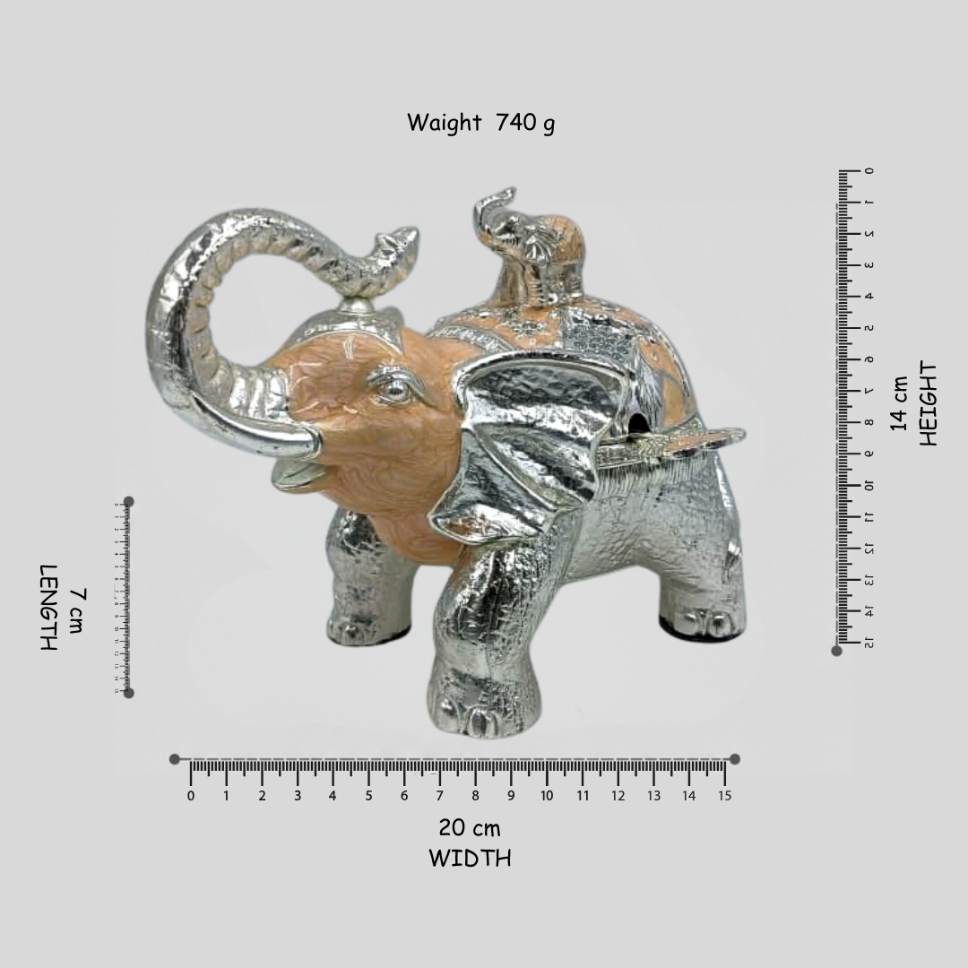 Elephant Shape Mouth Freshener Pot with Spoon | Silver Polish Candy Pot for Dining Table, Kitchen and Gift Use