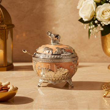 Luxury Silver Plated Elephant Sugar Bowl with Spoon | Decorative Candy Jar with Lid | Dry Fruit Container | Tea Coffee Serving Gift