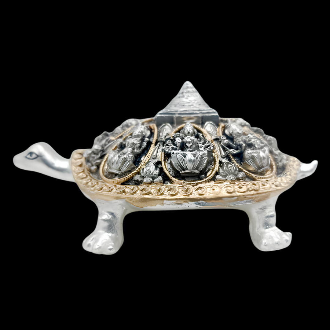 The Divine Kurma Meru Yantra – 999 Pure Silver & 24K Gold Plated Laxmi Shree yantra Good Fortune Tortoise