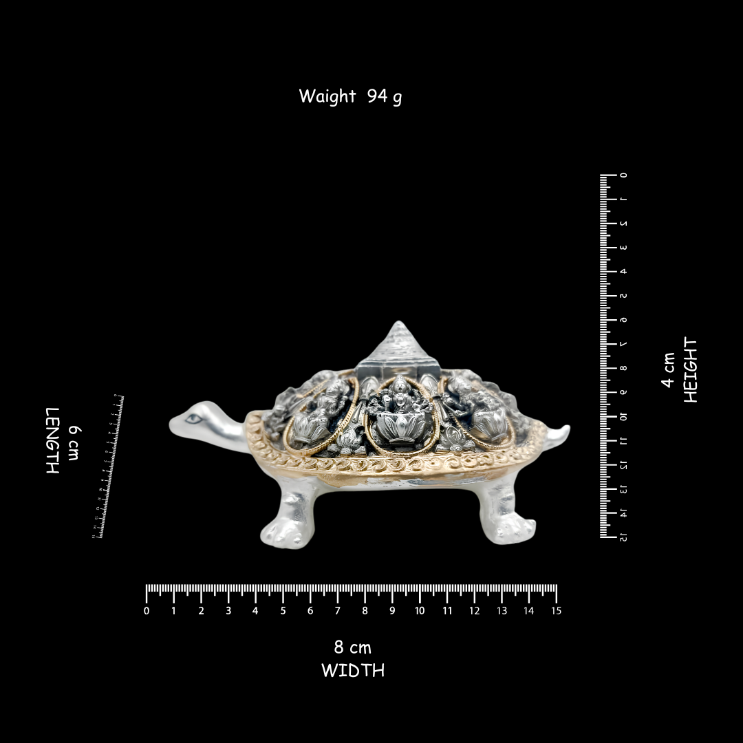 The Divine Kurma Meru Yantra – 999 Pure Silver & 24K Gold Plated Laxmi Shree yantra Good Fortune Tortoise