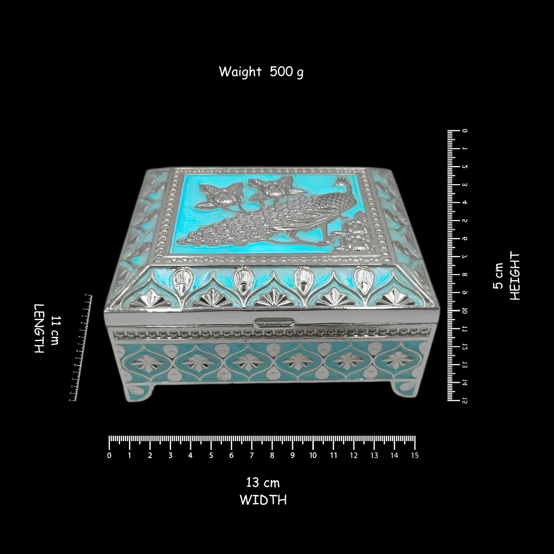 Decorative Jewellery Storage Box – Elegant Silver Finish Gift Box for Weddings, Home Décor & Keepsake Storage