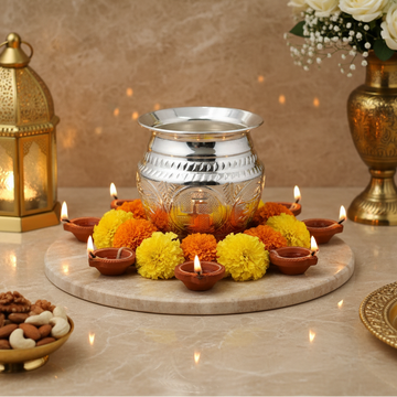 Premium Coper Swastik Kalash | Decorative Pooja Kalash Pot | Auspicious Hindu Ritual Vessel | Home Temple Decor | 8 × 8 × 8 cm | 70 g