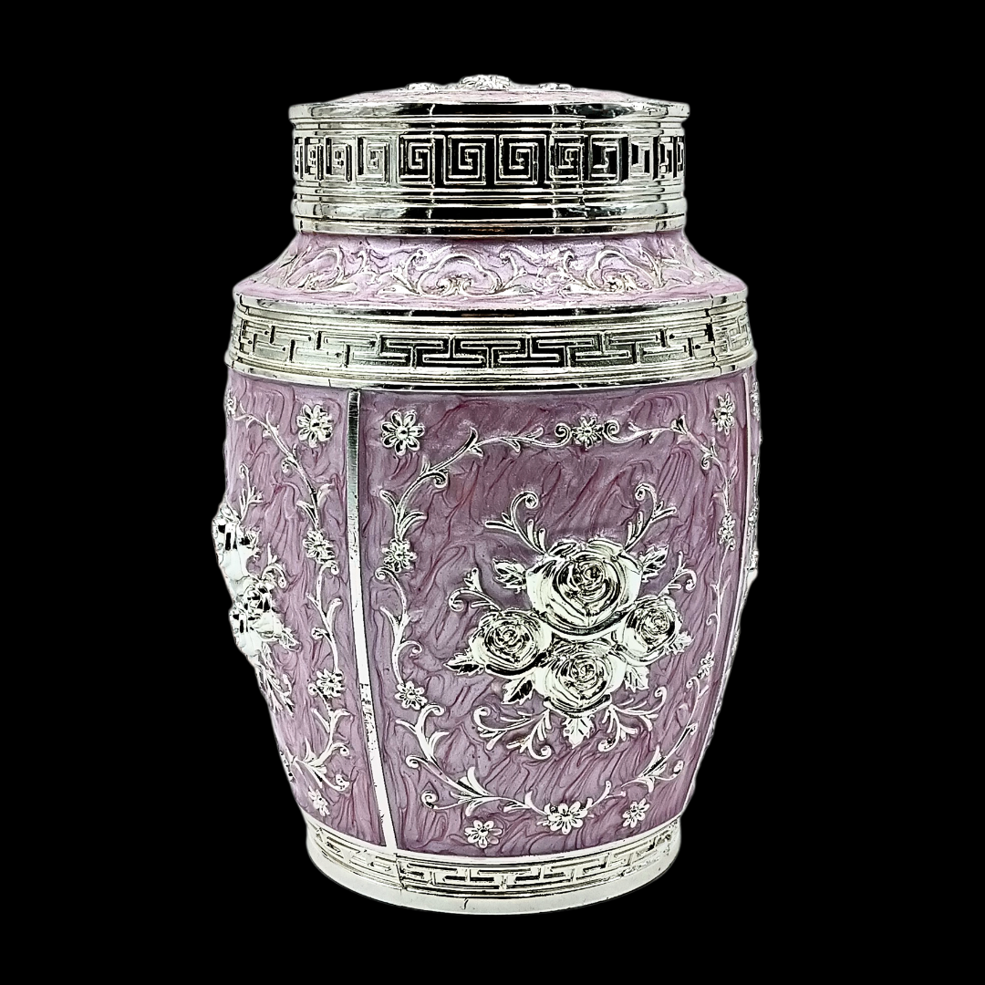 Luxury Silver Plated Decorative Storage Jar with Lid | Vintage Floral Canister for Dry Fruits, Cookies, Tea, Coffee & Candy | Elegant Kitchen Organizer & Gift | 9 × 9 × 18 cm