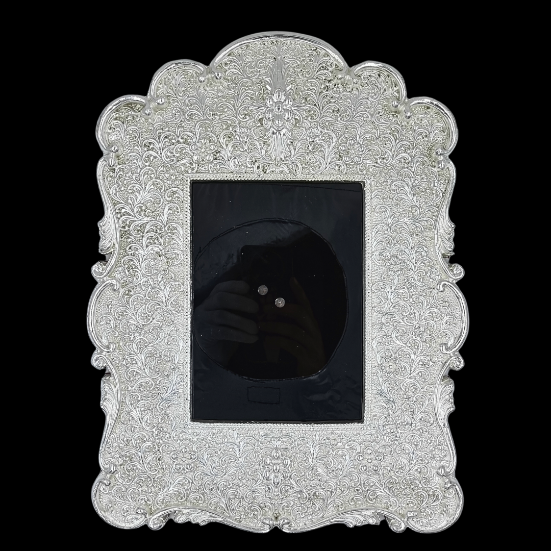 999 Fine Silver Plated Photo Frame | Decorative Floral Art Frame | Premium Home & Mandir Decor | Spiritual Gift