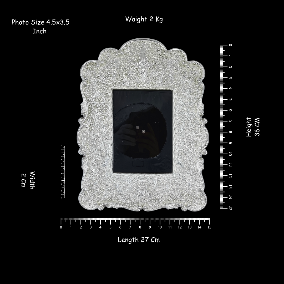 999 Fine Silver Plated Photo Frame | Decorative Floral Art Frame | Premium Home & Mandir Decor | Spiritual Gift