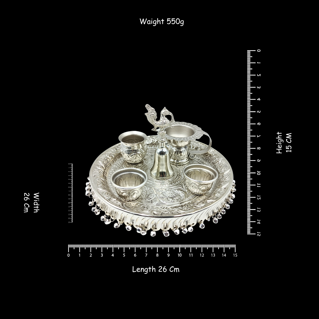 Silver Platted Elephant Pooja Thali Set – Premium Decorative Metal Aarti & Pooja Set | Luxury Finish