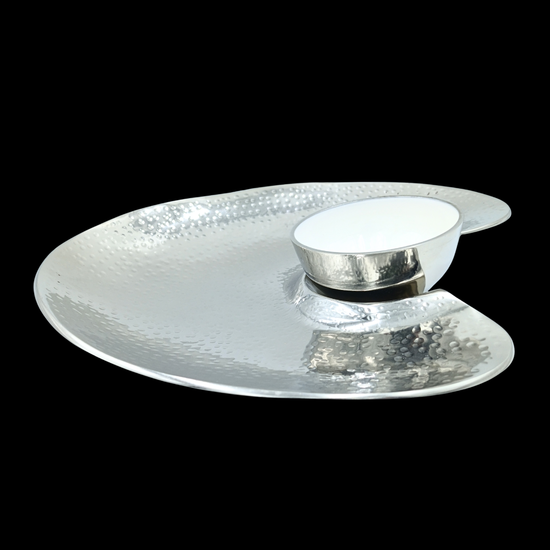 Premium Silver Plated Decorative Tray with Bowl | Elegant Serving Tray & Bowl Set | Traditional Indian Home Decor | Luxury Gift