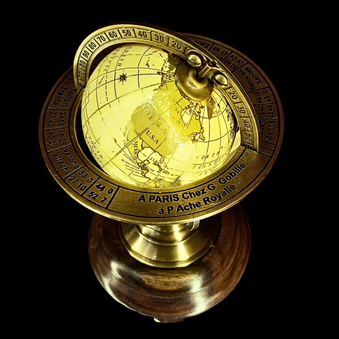 Vintage Brass Globe Golden | Antique World Globe Decor | Armillary Sphere Desk Ornament | Nautical Office Decor