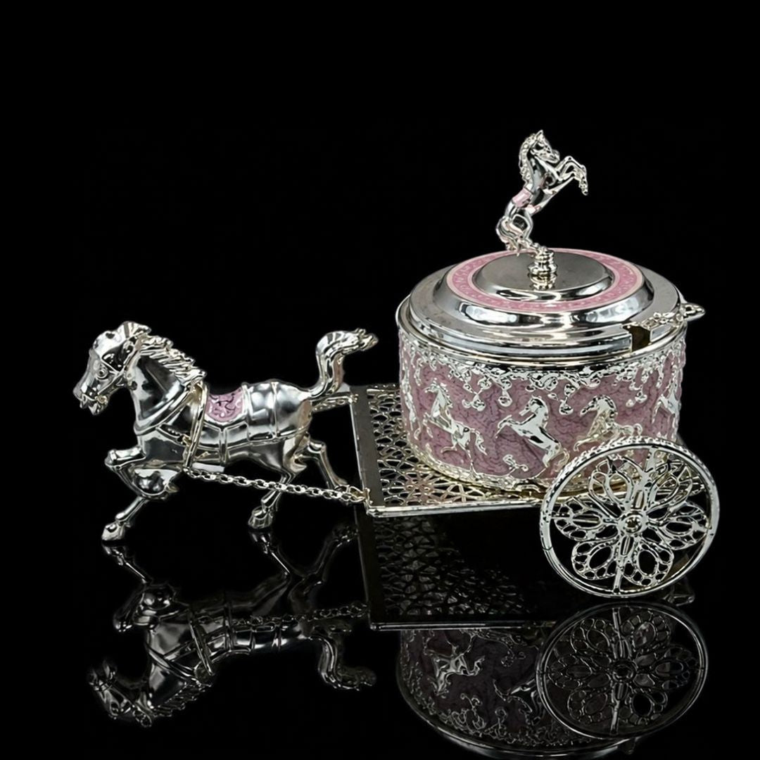 Luxury Horse Cart Dry Fruit Bowl| Silver Plated Decorative Dry Fruit Holder